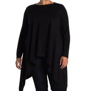 Cyrus Asymmetrical Long Sleeve Sweater - 1X - black